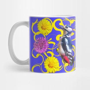 A woodpecker and flowers Mug